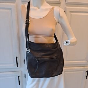 Giani Bernini Black Soft Leather Hobo Crossbody Bag